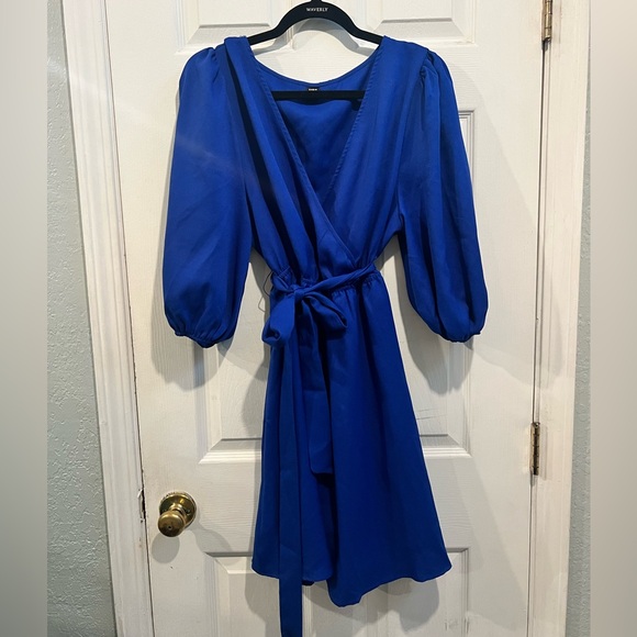 Midi Blue Puff sleeve dress - Picture 1 of 3